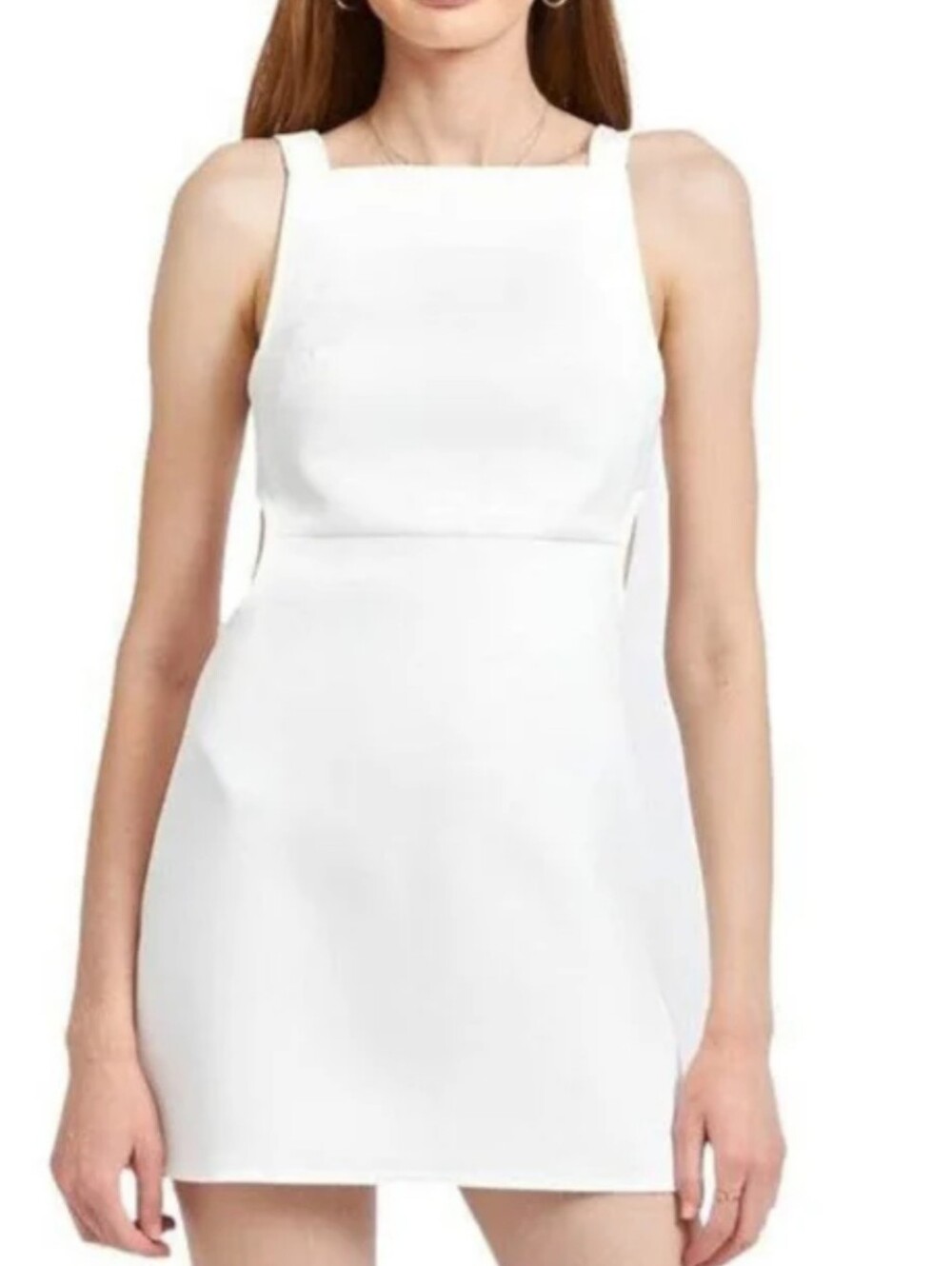 emory park Ivory Mini Cut Out Back Dress with Square Neck